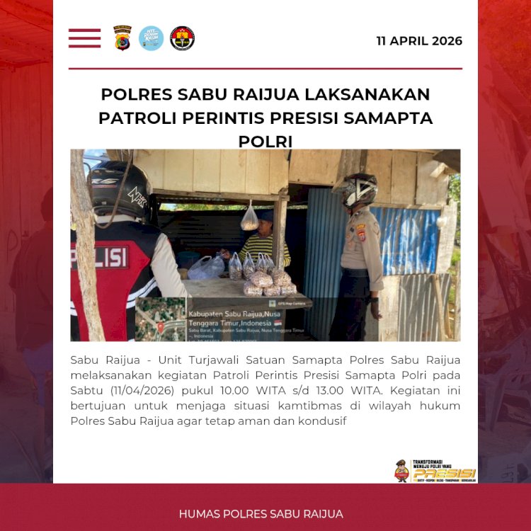 Polres Sabu Raijua Laksanakan Patroli Perintis Presisi Samapta Polri