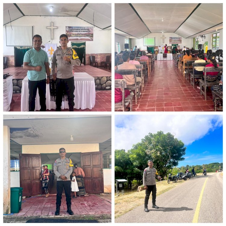 Bhabinkamtibmas Desa Peddaro, Kec. Hawu Mehara Laksanakan Pengamanan Ibadah Minggu di Gereja Sesawi Lederaemawide, Desa Peddaro