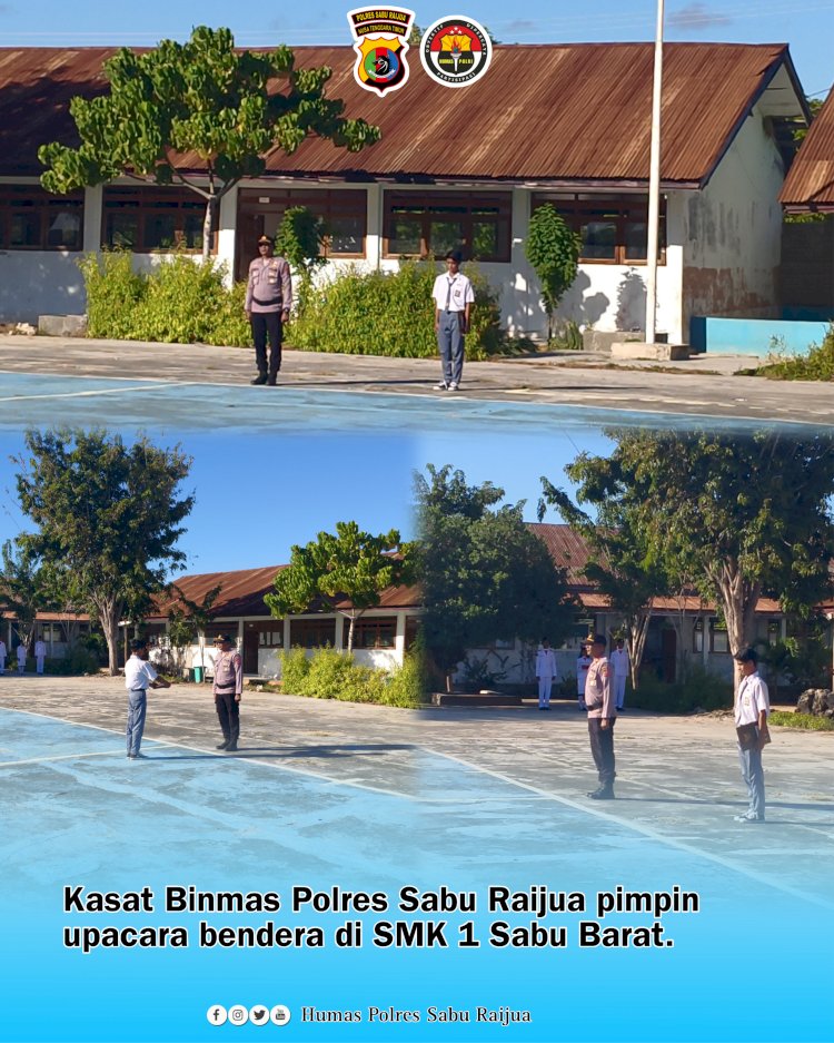 Kasat Binmas Polres Sabu Raijua pimpin upacara bendera di SMK 1 Sabu Barat.
