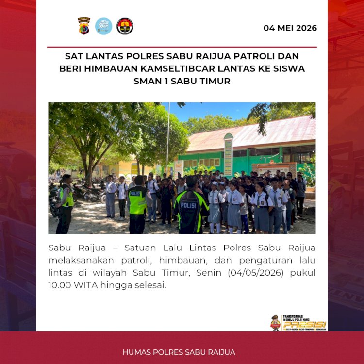 Sat Lantas Polres Sabu Raijua Patroli dan Beri Himbauan Kamseltibcar Lantas ke Siswa SMAN 1 Sabu Timur