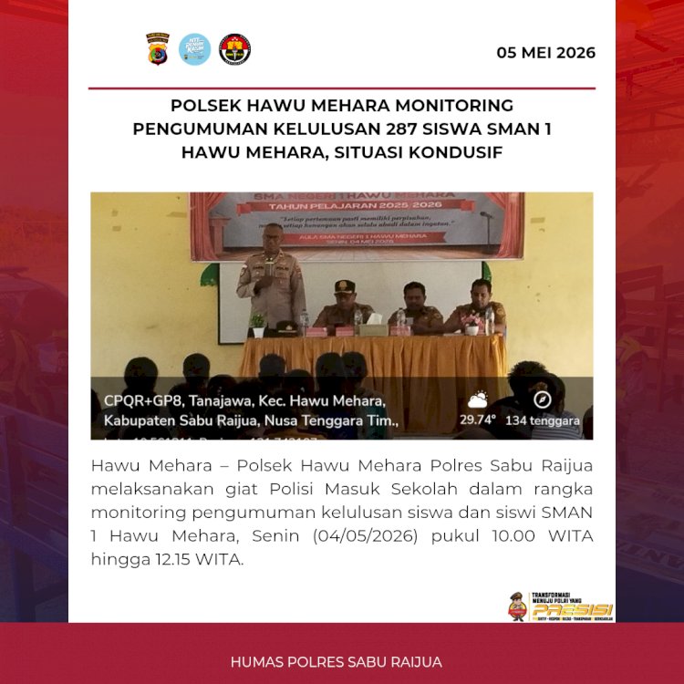 Polsek Hawu Mehara Monitoring Pengumuman Kelulusan 287 Siswa SMAN 1 Hawu Mehara, Situasi Kondusif