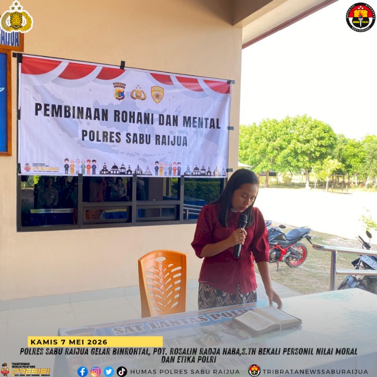 Polres Sabu Raijua Gelar Binrohtal, Pdt. Rosalin Radja Haba,S.Th Bekali Personil Nilai Moral dan Etika Polri