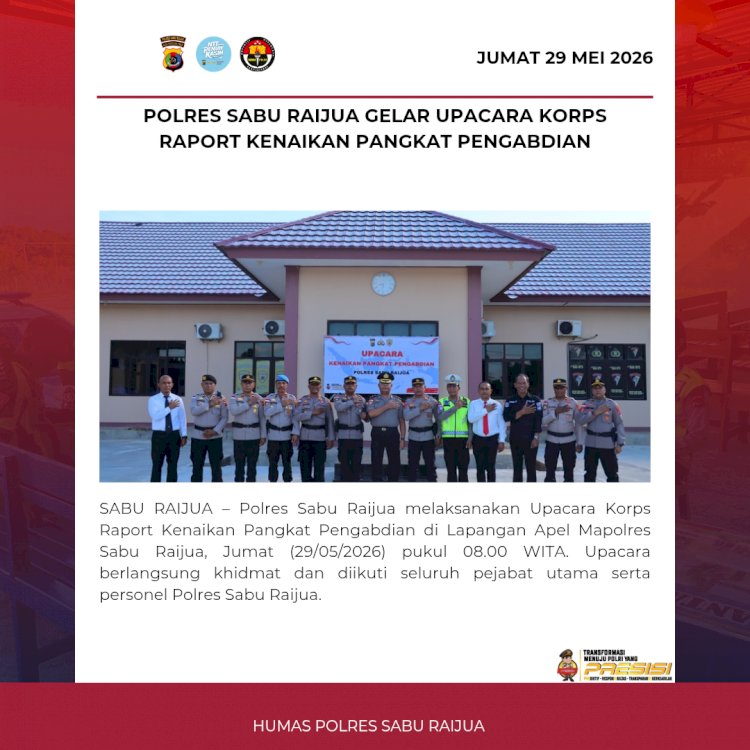 Polres Sabu Raijua Gelar Upacara Korps Raport Kenaikan Pangkat Pengabdian