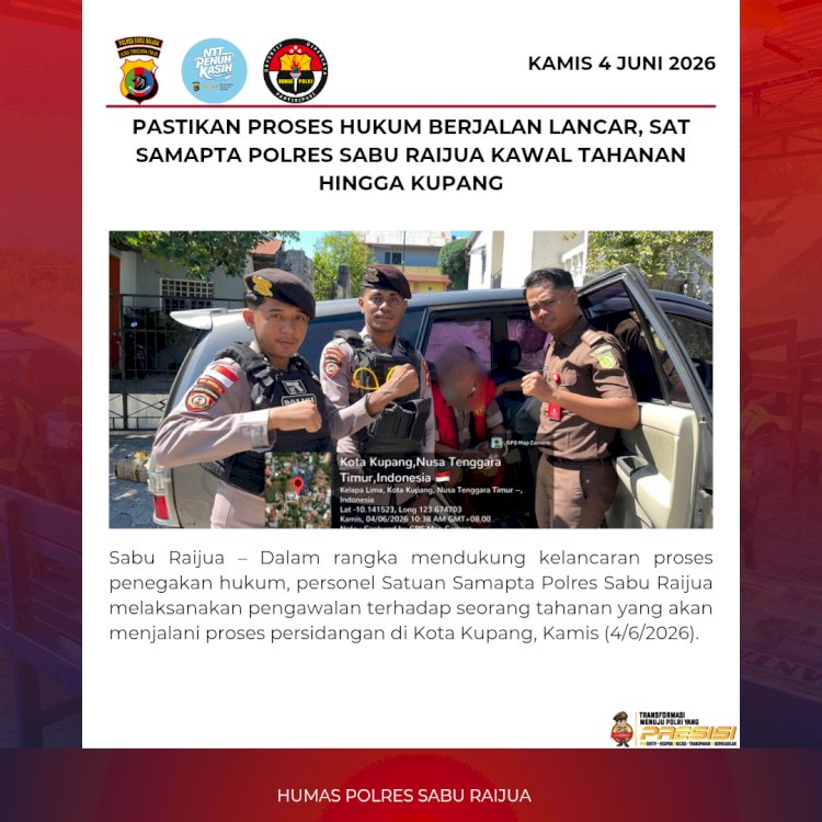 Pastikan Proses Hukum Berjalan Lancar, Sat Samapta Polres Sabu Raijua Kawal Tahanan Hingga Kupang