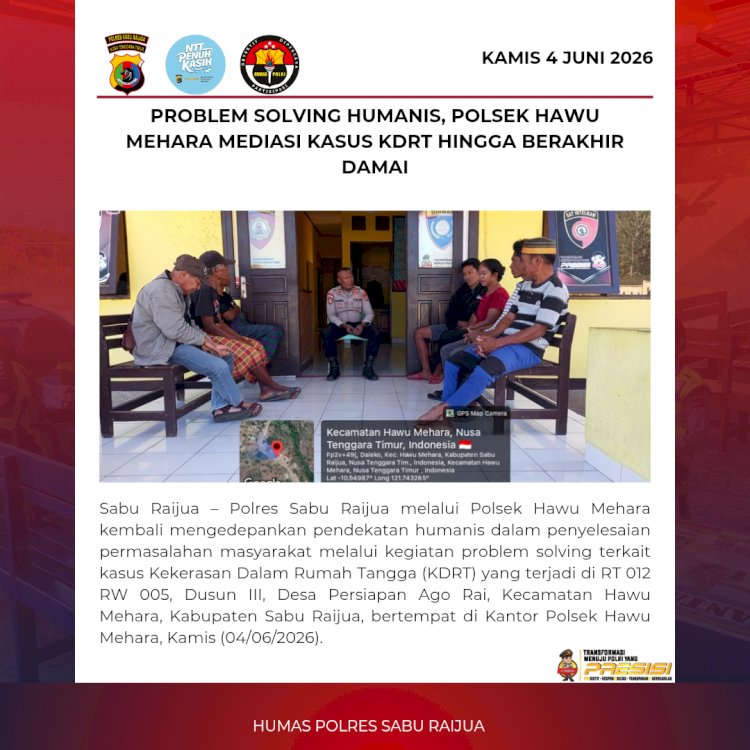 Problem Solving Humanis, Polsek Hawu Mehara Mediasi Kasus KDRT hingga Berakhir Damai
