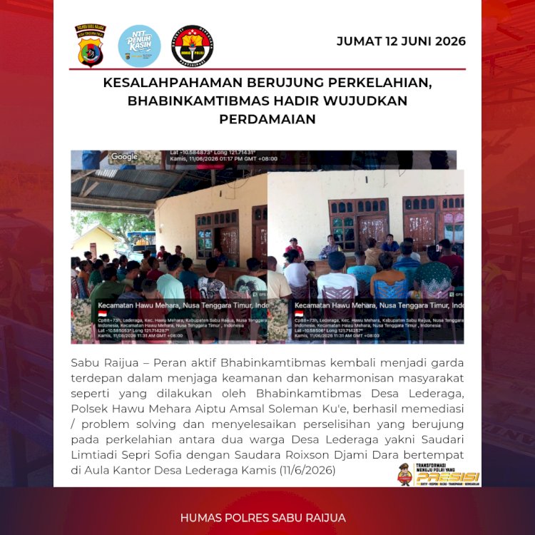 Kesalahpahaman Berujung Perkelahian, Bhabinkamtibmas Hadir Wujudkan Perdamaian