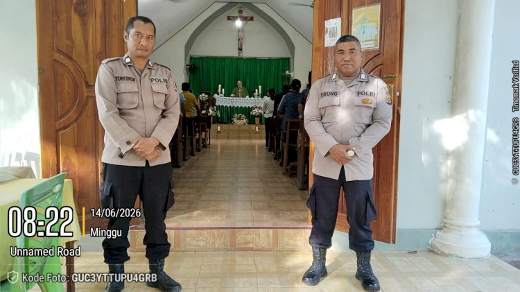 Wujud Pelayanan Polri, Pengamanan Ibadah Minggu di Gereja Santo Paulus Seba Berjalan Lancar