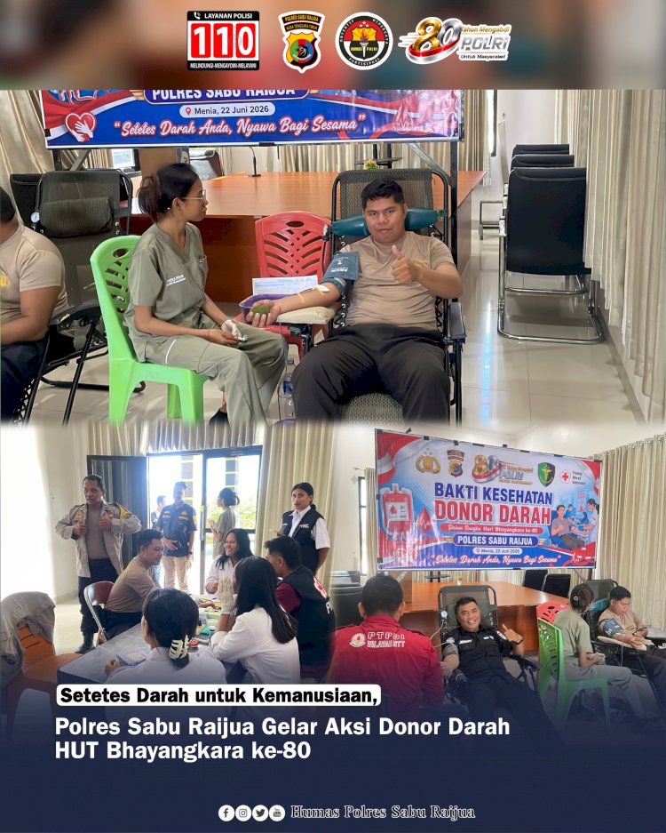 Setetes Darah untuk Kemanusiaan, Polres Sabu Raijua Gelar Aksi Donor Darah HUT Bhayangkara ke-80