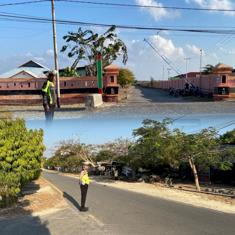 Satlantas Polres Sabu Raijua Laksanakan Strong Point, Wujudkan Kamseltibcarlantas di Jam Sibuk Pagi