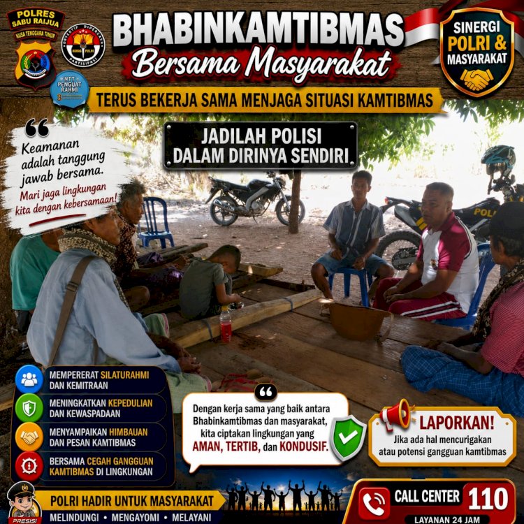 Sambang Humanis Bhabinkamtibmas Polsek Sabu Timur, Warga Desa Kujiratu Diajak Jaga Kamtibmas dan Waspada Cuaca Ekstrem