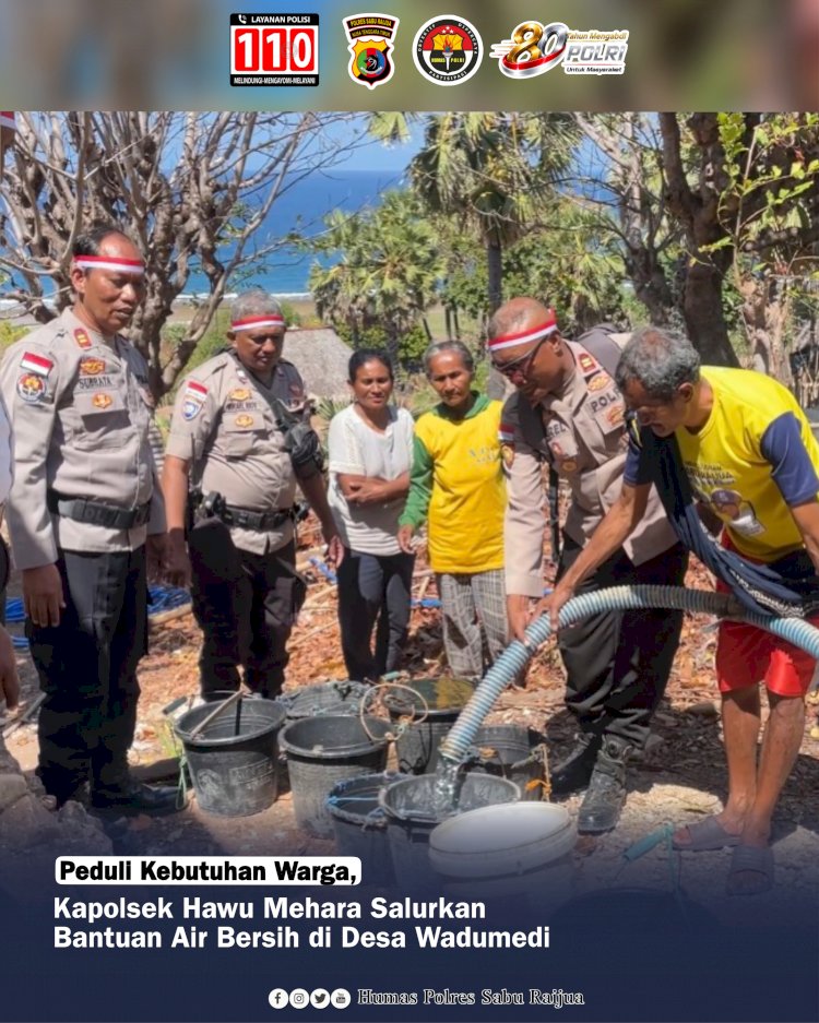 Peduli Kebutuhan Warga, Kapolsek Hawu Mehara Salurkan Bantuan Air Bersih di Desa Wadumedi