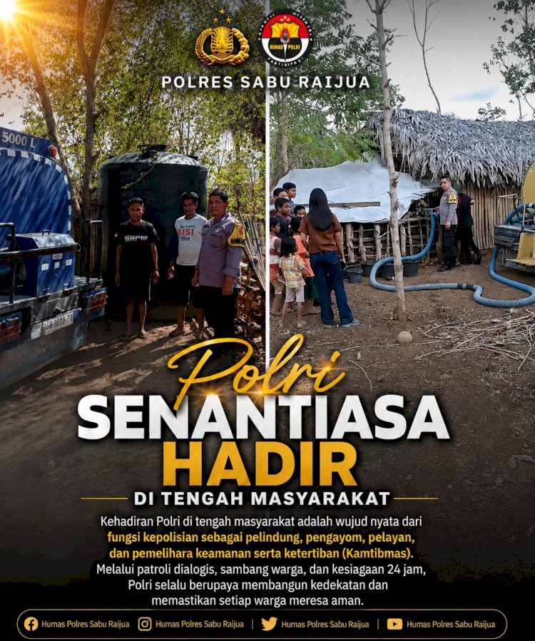 Peduli Kebutuhan Warga, Bhabinkamtibmas Polsek Sabu Barat Bagikan Air Bersih