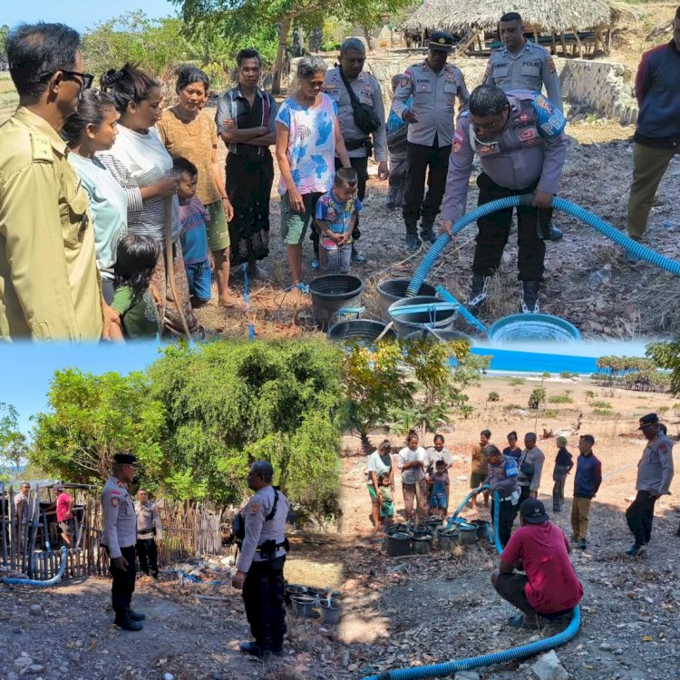 Peduli Warga di Tengah Kemarau, Polsek Hawu Mehara Salurkan Air Bersih untuk 67 KK di Padadida.