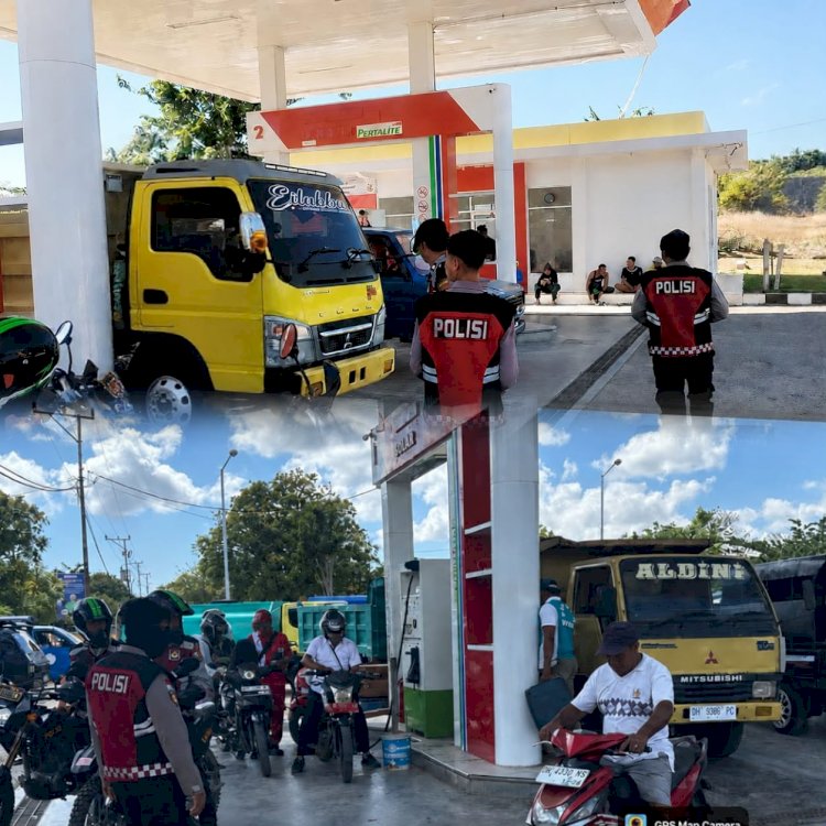 Cegah Antrean dan Panic Buying, Samapta Polres Sabu Raijua Pantau SPBU Roboaba
