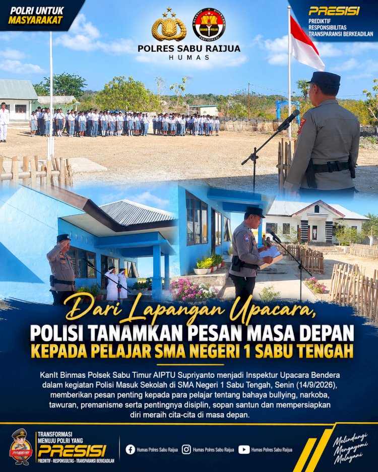 Dari Lapangan Upacara, Polisi Tanamkan Pesan Masa Depan kepada Pelajar SMA Negeri 1 Sabu Tengah