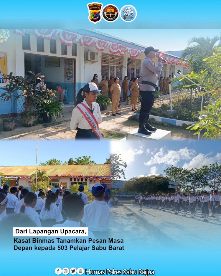 Dari Lapangan Upacara, Kasat Binmas Tanamkan Pesan Masa Depan kepada 503 Pelajar Sabu Barat