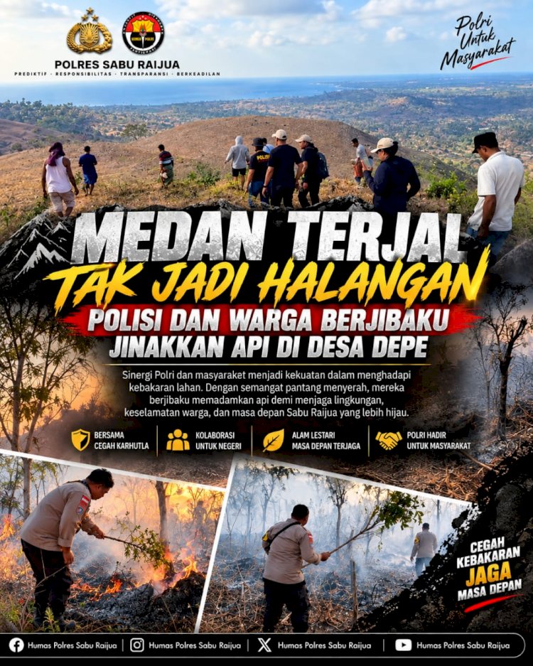 Medan Terjal Tak Jadi Halangan, Polisi dan Warga Berjibaku Jinakkan Api di Desa Depe