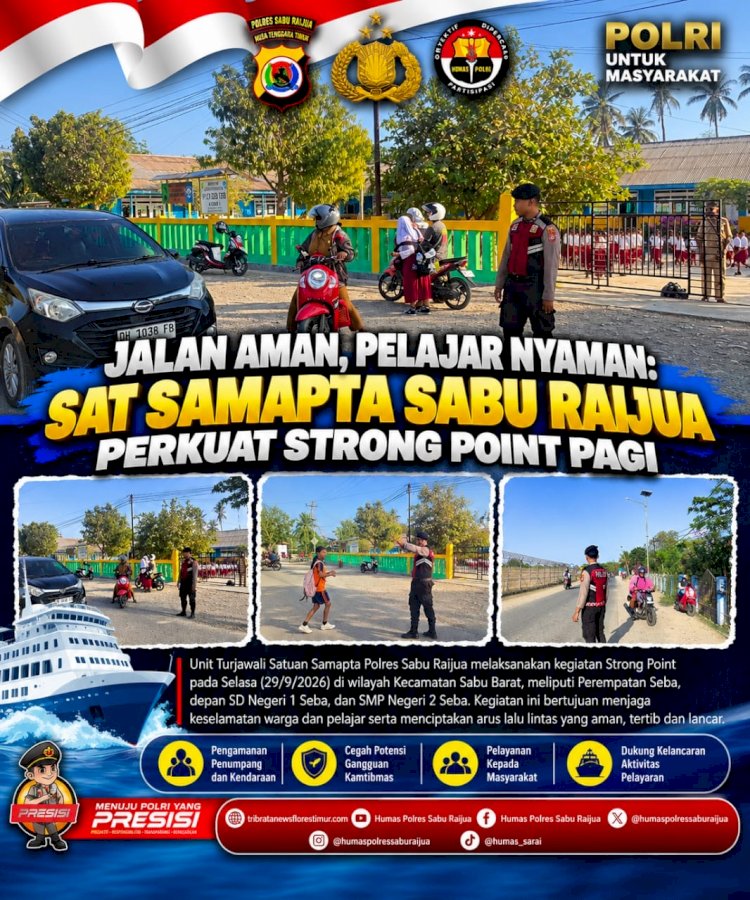 Jalan Aman, Pelajar Nyaman: Sat Samapta Sabu Raijua Perkuat Strong Point Pagi