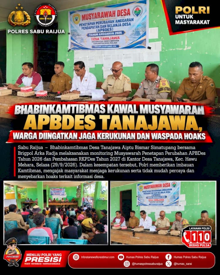 Kawal Musyawarah APBDes Tana Jawa, Bhabinkamtibmas Ajak Warga Jaga Kerukunan dan Waspada Hoaks