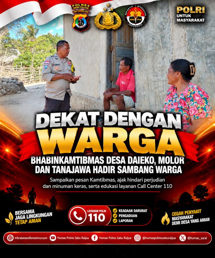 Sambangi Warga, Bhabinkamtibmas Hawu Mehara Ajak Jaga Kamtibmas dan Hindari Penyakit Masyarakat