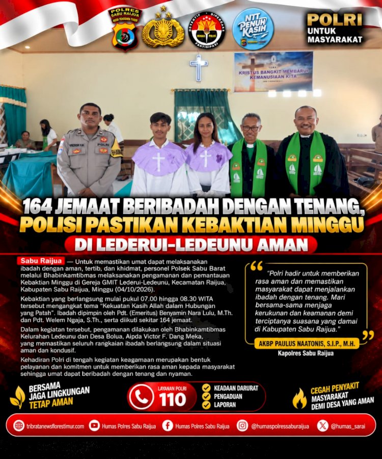 164 Jemaat Beribadah dengan Tenang, Polisi Pastikan Kebaktian Minggu di Lederui-Ledeunu Aman