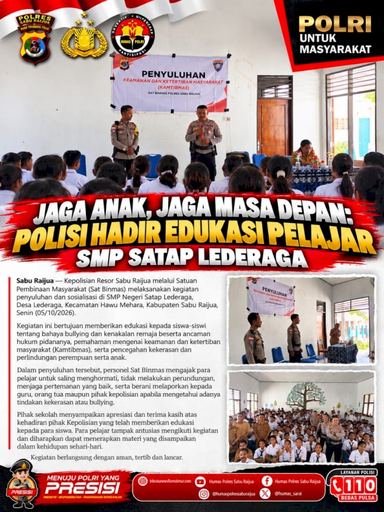 Jaga Anak, Jaga Masa Depan: Polisi Hadir Edukasi Pelajar SMP Satap Lederaga
