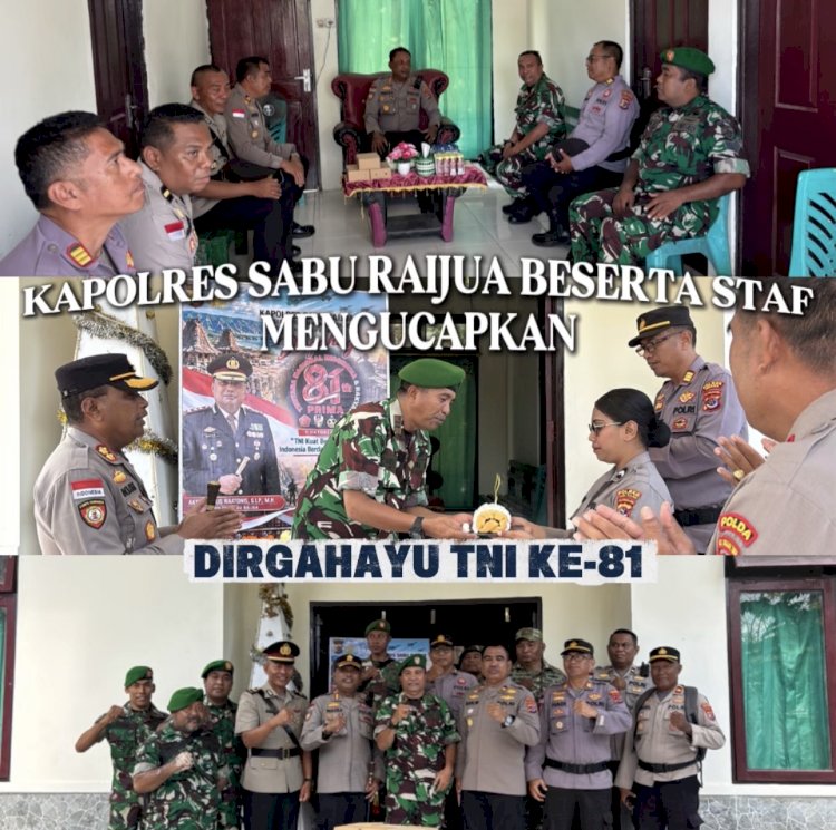 Sinergitas TNI-Polri Semakin Solid, Kapolres Sabu Raijua dan PJU Sampaikan Ucapan HUT TNI ke-81 ke Koramil 1604-08/Sabu Raijua