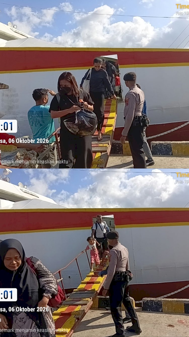 Pastikan Arus Penumpang Aman, KP3 Laut Seba Kawal Kedatangan Kapal Cantika Lestari 9E