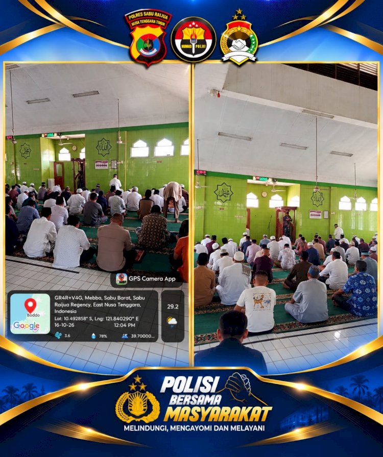 Perkuat Silaturahmi dan Kedekatan dengan Masyarakat, Polres Sabu Raijua Gelar Jumat Keliling di Masjid An-Nur Seba