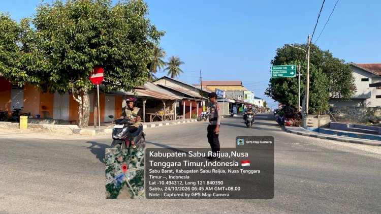 Sat Samapta Polres Sabu Raijua Wujudkan Ruang Publik Aman melalui Strong Point Pagi