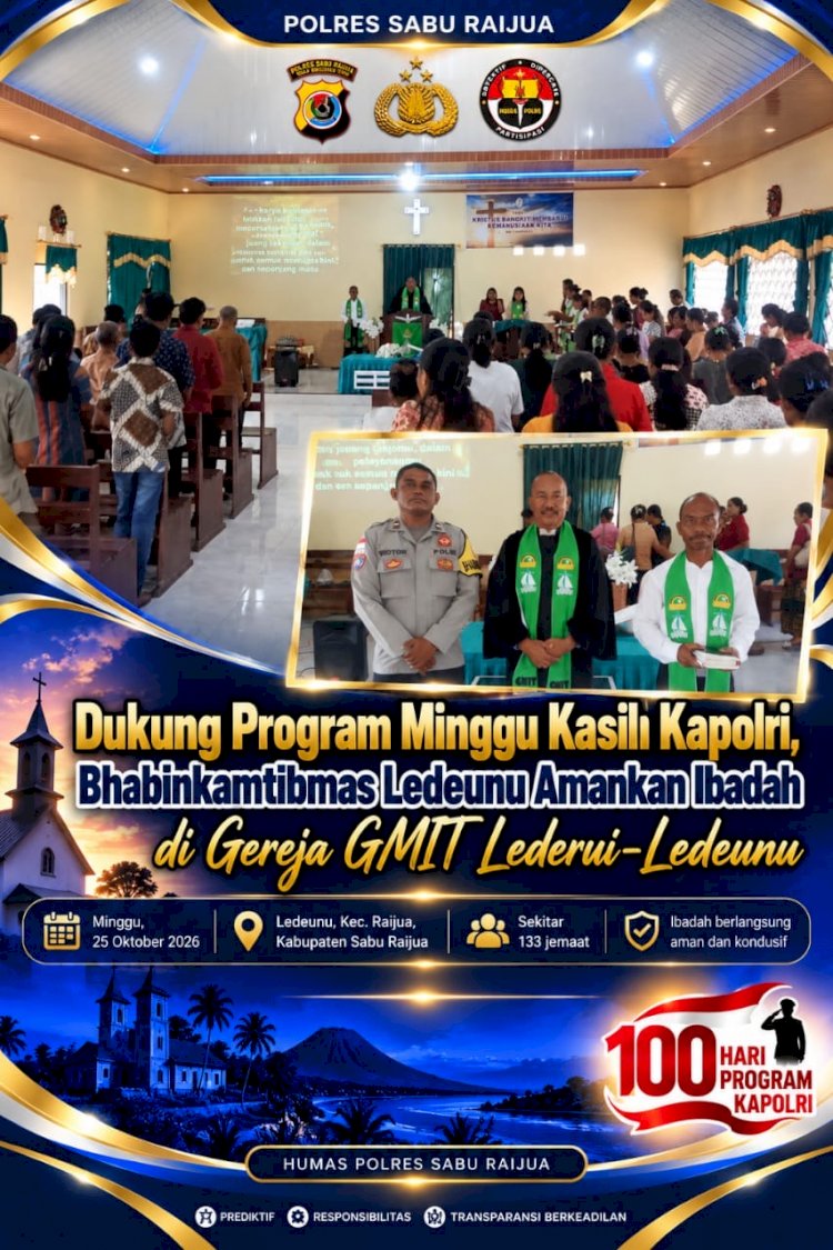 Dukung Program Minggu Kasih Kapolri, Bhabinkamtibmas Ledeunu Amankan Ibadah di Gereja GMIT Lederui-Ledeunu
