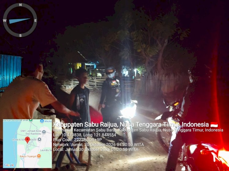 Jaga Keamanan hingga Dini Hari, Sat Samapta Polres Sabu Raijua Sambangi Warga